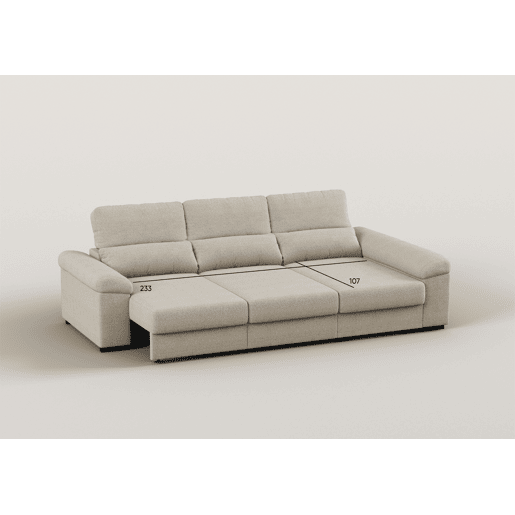 Chaise longue reversÃvel ROBERT com cama cor bege Chaise longue reversÃvel ROBERT com cama cor bege