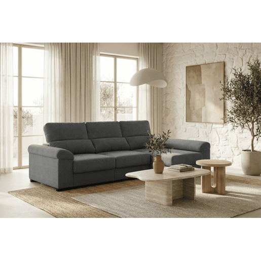 Chaise longue reversível ROBERT com cama cor antracite