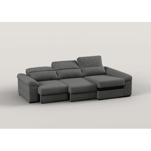 Chaise longue reversível ROBERT com cama cor antracite