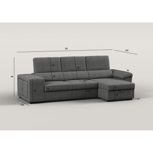 Chaise longue reversÃvel TURIS com cama antracite Chaise longue reversÃvel TURIS com cama antracite