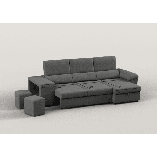 Chaise longue reversÃvel TURIS com cama antracite Chaise longue reversÃvel TURIS com cama antracite