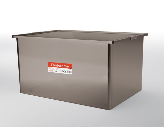 Caja ordenación plástico 50 litros color fumé