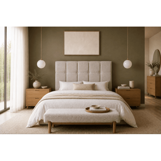 Cabeceira MOZART 145x115x7cm em tecido 04 bege