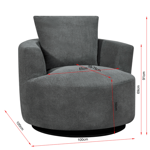 Cadeirão SOFTY giratório e decorativo cor cinza