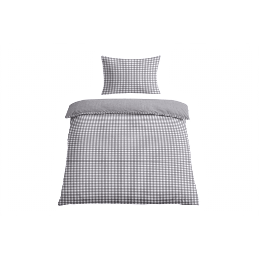 Capa de edredão VICHY algodão cama de 90cm cinza