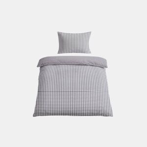 Capa de edredão VICHY algodão cama de 90cm cinza