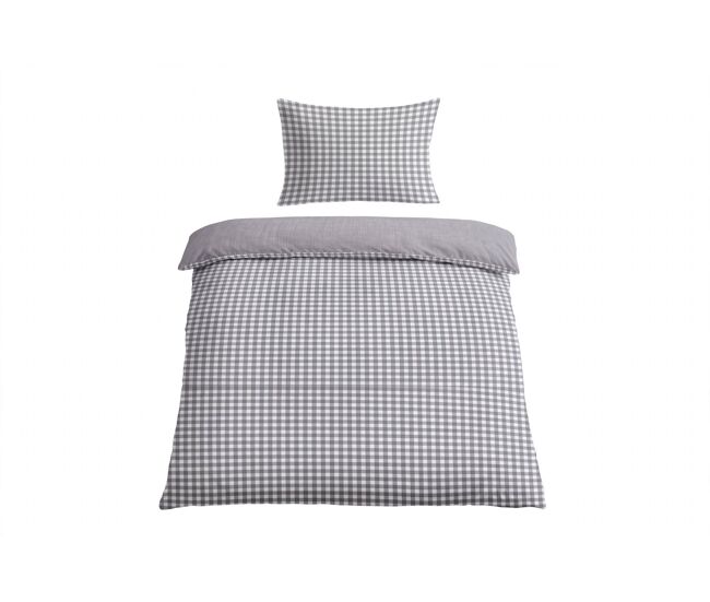 Funda nórdica algodón vichy cama 90cm color gris