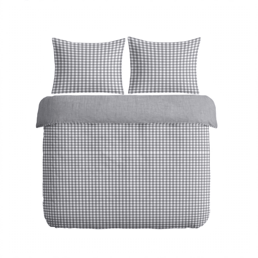 Capa de edredão VICHY algodão cama de 150cm cinza Capa de edredão VICHY algodão cama de 150cm cinza