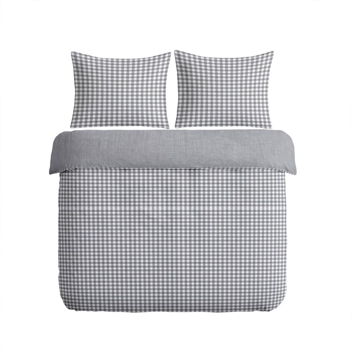 Funda nórdica algodón vichy cama 180cm color gris