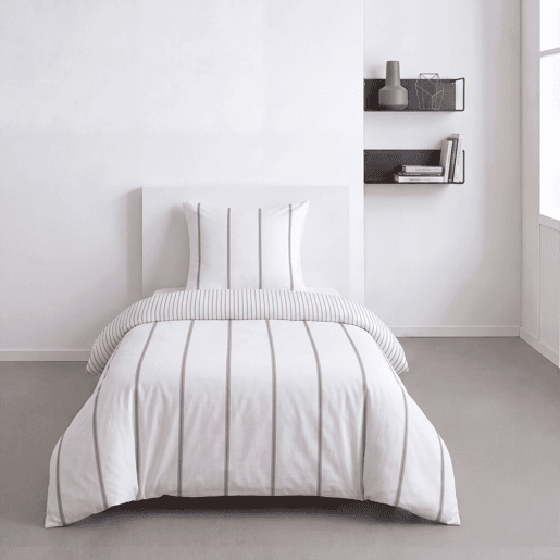 Capa de edredão ELSA cama de 90cm branco e cinza Capa de edredão ELSA cama de 90cm branco e cinza
