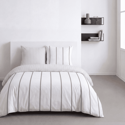 Capa de edredão ELSA cama de 180cm branco e cinza