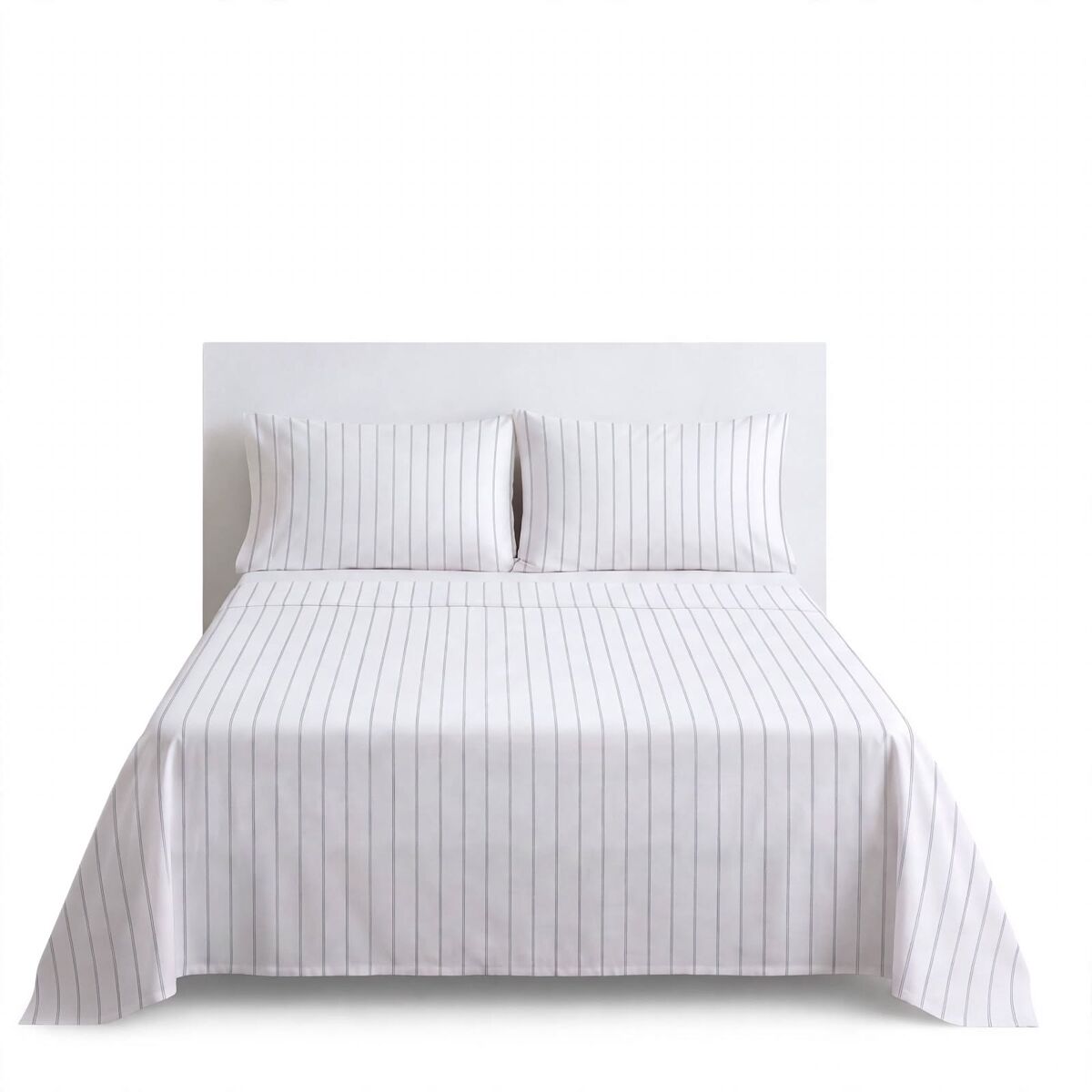 Juego sábanas algodón india cama 150cm color blanco y gris