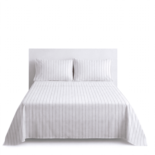 Jogo de lençóis INDIA algodão cama de 180cm branco e cinza