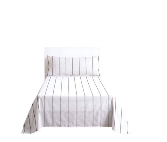 Juego sábanas algodón elsa cama 90cm color blanco y gris