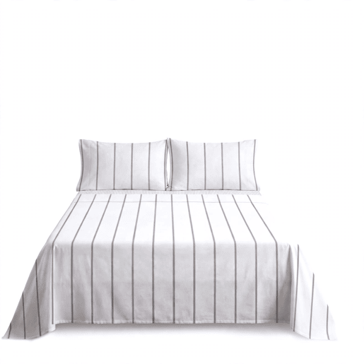 Jogo de lençóis ELSA algodão cama de 150cm branco e cinza Jogo de lençóis ELSA algodão cama de 150cm branco e cinza