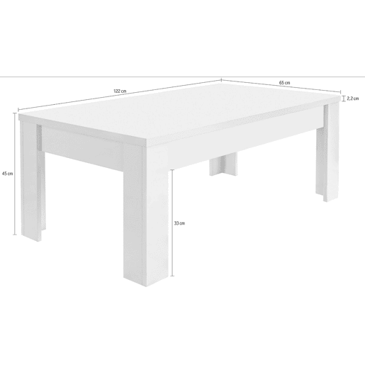 Mesa de centro fixa VENUS branco brilhante