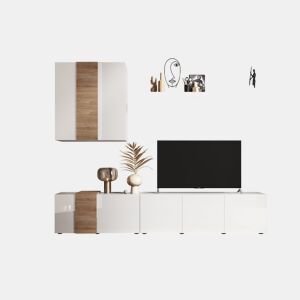 Compacto de TV VENUS 284cm branco brilhante e carvalho