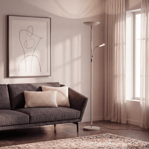 Candeeiro de pé com brazço DUNIA LED 18W 6500K 175x25cm bege Candeeiro de pé com brazço DUNIA LED 18W 6500K 175x25cm bege