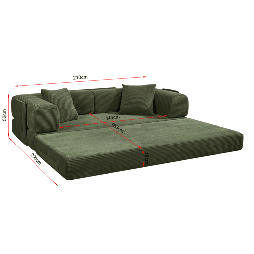 Sofá cama JULIA 3 lugares verde