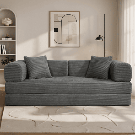Sofá cama JULIA 3 lugares cinza escuro