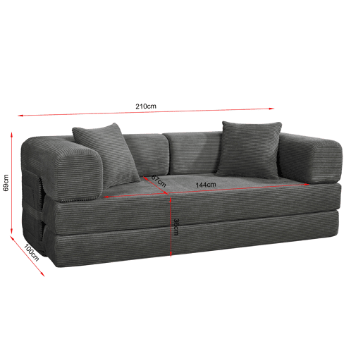Sofá cama JULIA 3 lugares cinza escuro
