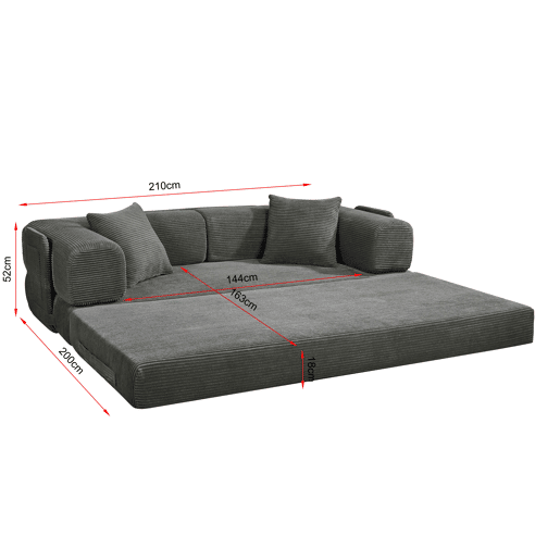 Sofá cama JULIA 3 lugares cinza escuro