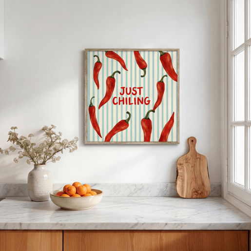 Quadro deco art JUST CHILING 40x40cm com moldura Quadro deco art JUST CHILING 40x40cm com moldura