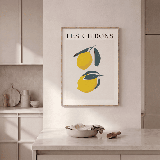Quadro deco art LES CITRONS 30x40cm com moldura