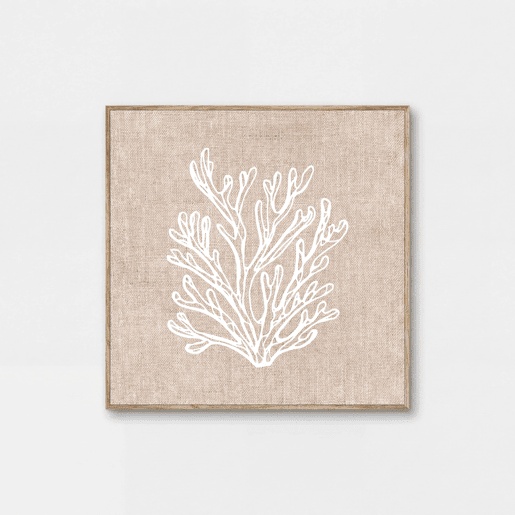 Quadro deco art CORAL 40x40cm com relevo e moldura