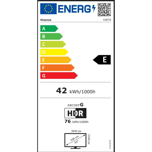 TV 43 polegadas HISENSE 43E7S Smart TV 4K UHD