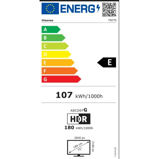 TV 75 polegadas HISENSE 75E7S Smart TV 4K UHD