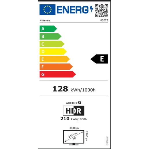 TV 85 polegadas HISENSE 85E7S Smart TV 4K UHD