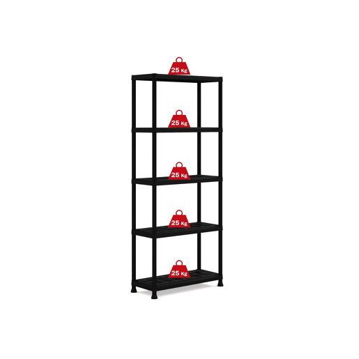 Estante PLUS 75cm com 5 prateleiras preto