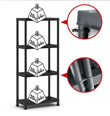 Estante PLUS 75cm com 5 prateleiras preto