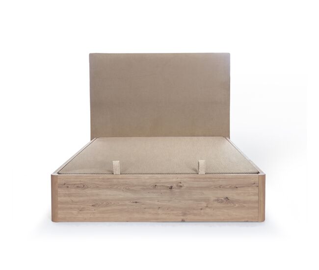 Cama abatible granhotel 150x190cm en madera y tela natural