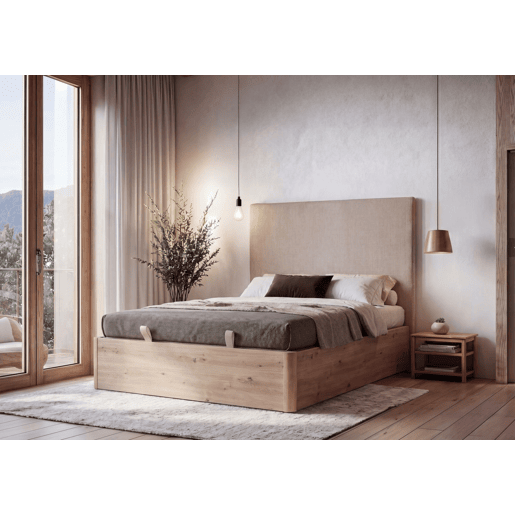 Cama GRANHOTEL desdobrável em madeira e tecido natural 160x200cm