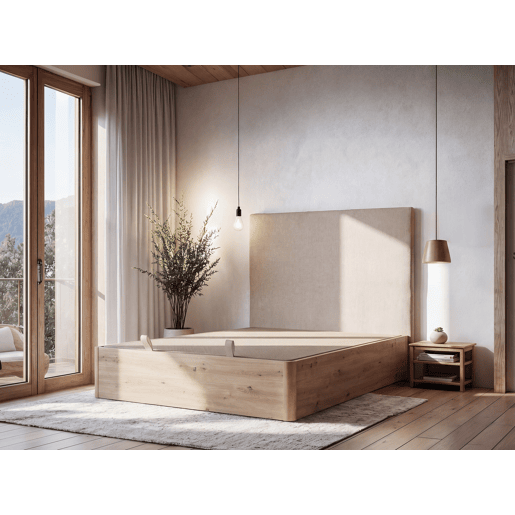 Cama GRANHOTEL desdobrável em madeira e tecido natural 160x200cm