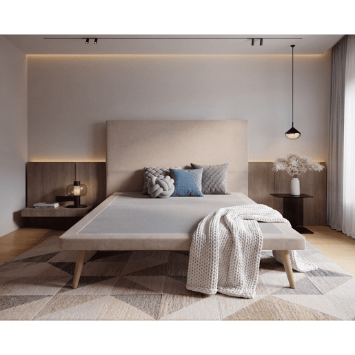 Cama PALACE fixa 140x190cm tecido cor bege Cama PALACE fixa 140x190cm tecido cor bege
