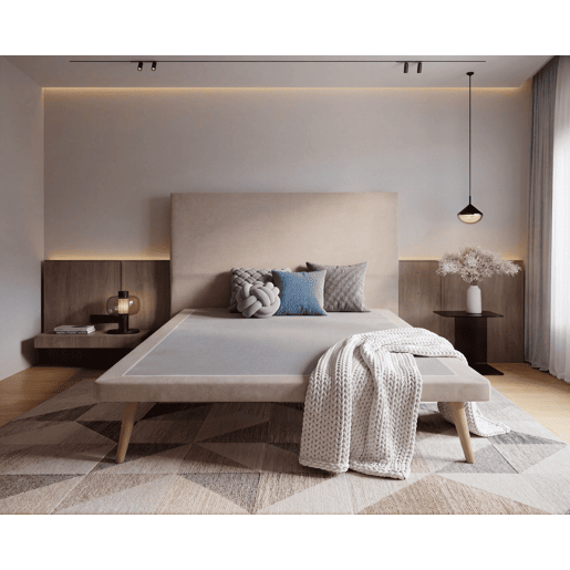 Cama PALACE fixa 160x200cm tecido cor bege
