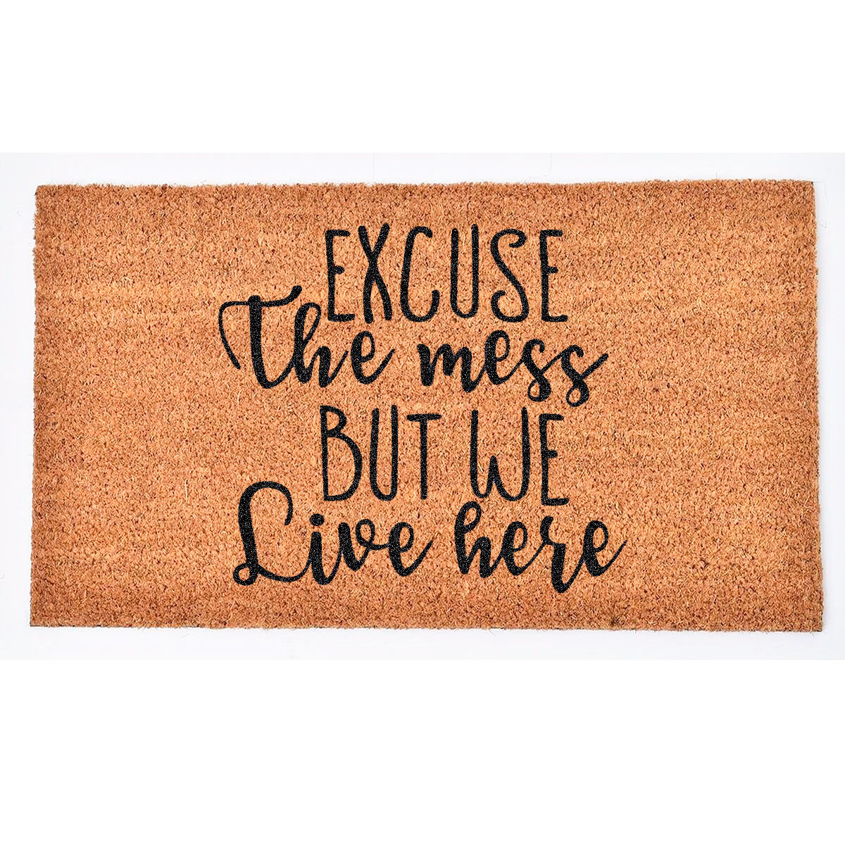Felpudo coco natural WE LIVE HERE 40x70cm