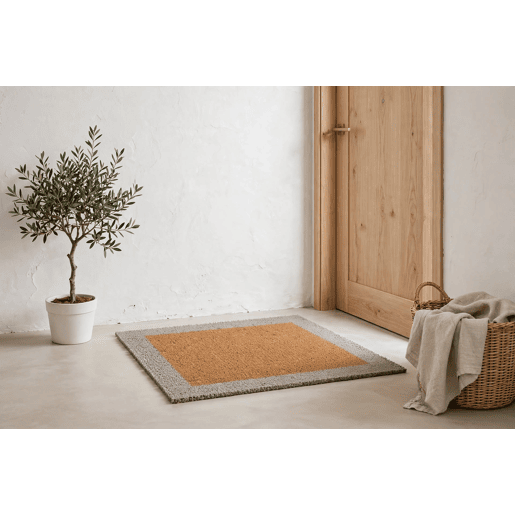 Tapete MARCO, coco natural, 40x70 cm, cor cinza