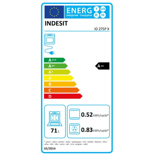 Forno INDESIT IO 258HS B multifunções 71 litros