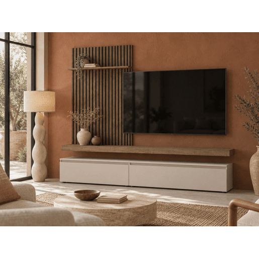 Compacto de TV VITTORIO 230cm carvalho e vison Compacto de TV VITTORIO 230cm carvalho e vison
