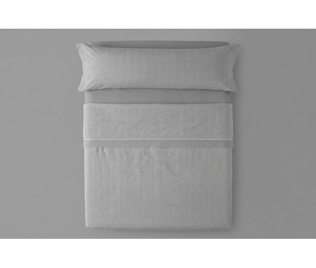 Juego sábanas lavanda polycotton cama 90 - 100cm gris