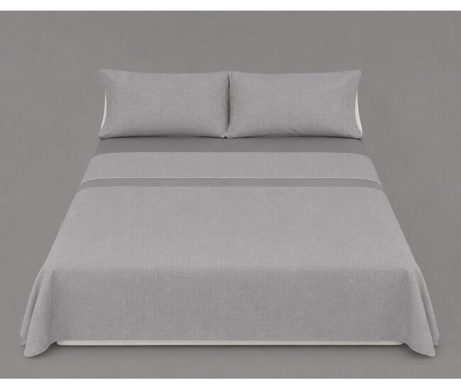 Juego sábanas lavanda polycotton cama 150 - 160cm gris