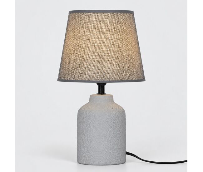Lámpara de sobremesa oslo e14 10w 33x20cm ceramica y lino gris