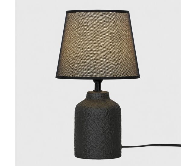 Lámpara de sobremesa oslo e14 10w 33x20cm ceramica y lino negra