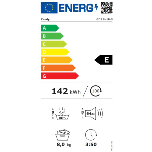 Máquina de secar roupa CANDY GDS 8N1B-S 8kg bomba de calor