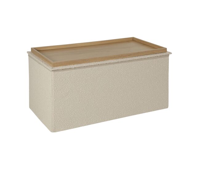 Baúl oslo con tapa de madera 38x76x38cm color blanco