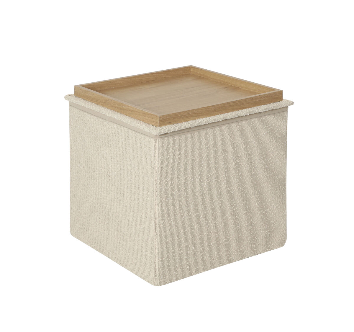 Puff oslo con tapa de madera 38x38x38cm color blanco